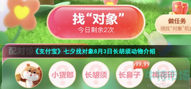 《支付宝》七夕找对象8月3日长胡须动物介绍